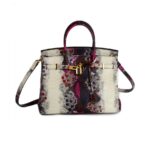 Vintage Genuine Leather Embossed Snake Print Bag