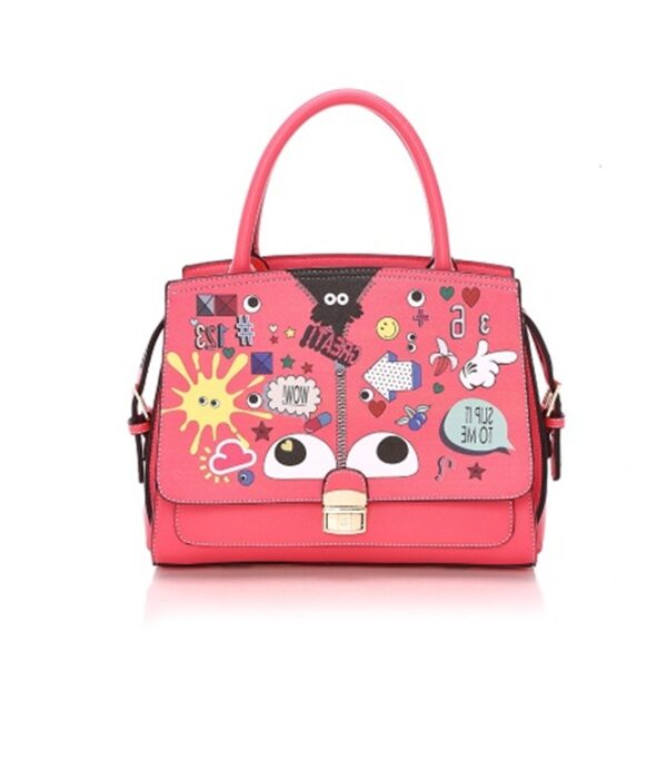 Playful Cartoon Genuine Leather Arm Bag 1 pink cartoon printed sleeve bag