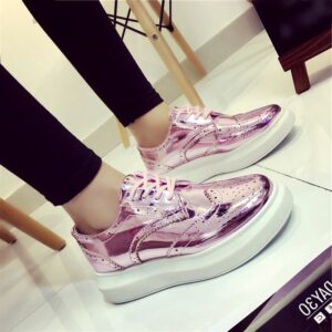 Shiny Patent Platform Lace-Up Oxford Shoes