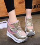 Trendy Camouflage Glitter Hidden Heel Platform Sneakers