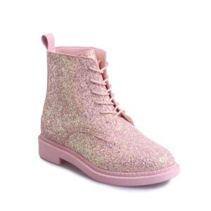 Sparkly Lace Up Glitter Low Heel Boots
