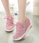 Breathable Mesh Hidden Heel Vegan Suede Sneakers