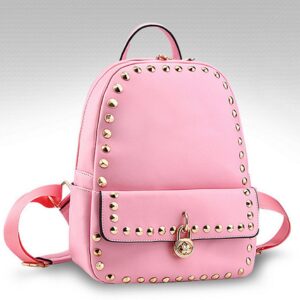 pink stud riveted and lock detail backpack rucksack