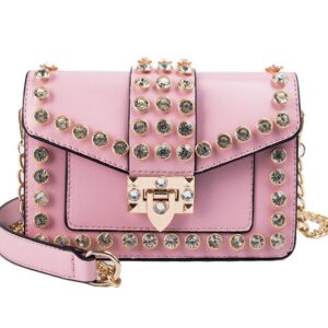 Shining Diamond Embellished Studded Chain Shoulder Purse