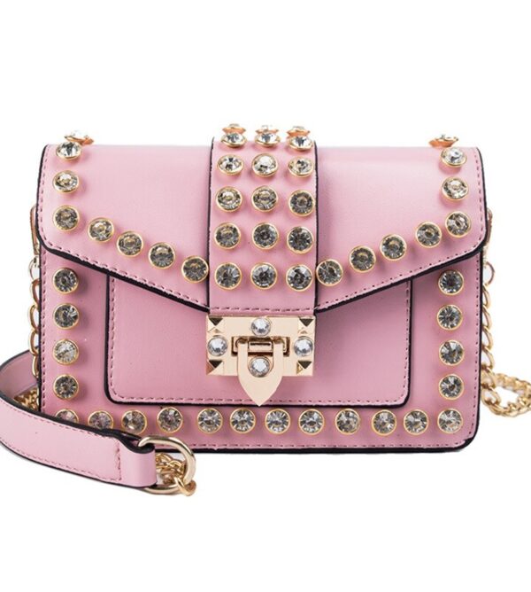 pink stud riveted rivet detail shoulder bag