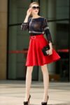 Red Plaid Long-Sleeve Two-Piece Set