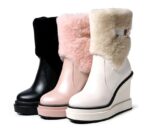 Platform Heel Plush-Lined Short Snow Boots