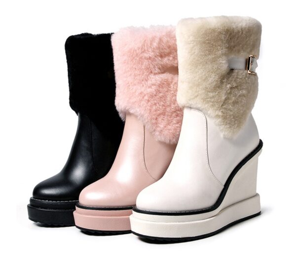 platform heel furred short boot