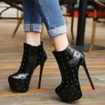High Platform Rivet Black Bootie