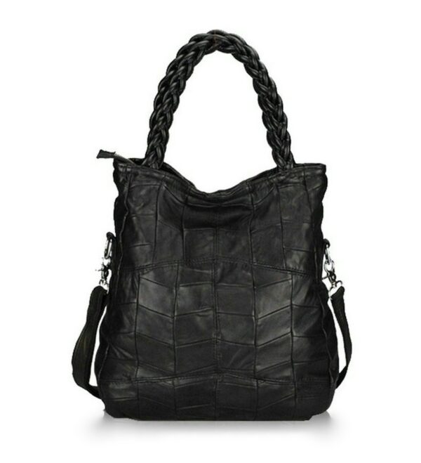 plus size black leather shoulder bag
