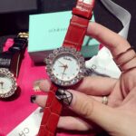Dazzling Large Crystal Stone Women's Leather Watch