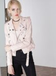 Bold Applique Embellished Crop Leather Biker Jacket