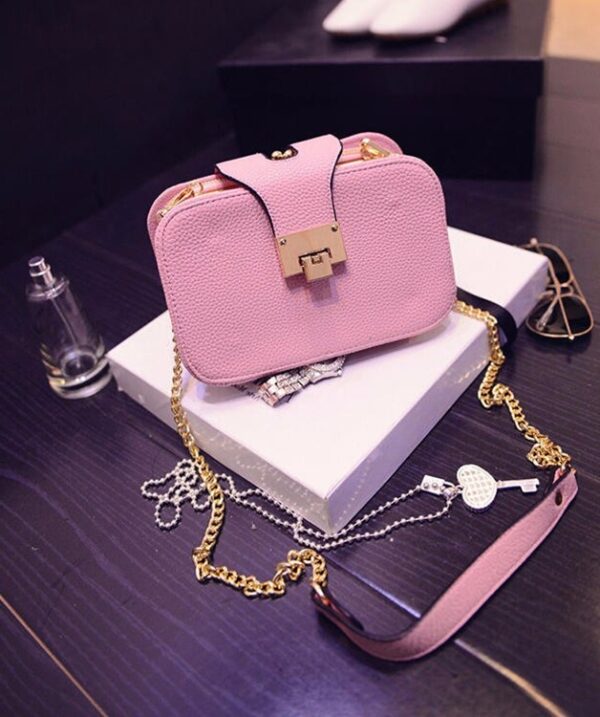 powder nude chained small hand bag