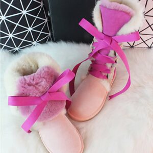 Cozy Luxe Suede Warm Fur Lined Lace Up Snow Boots