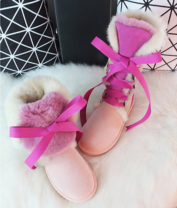 Cozy Luxe Suede Warm Fur Lined Lace Up Snow Boots 1 powder nude furred ugg snow boot