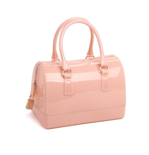 powder nude metal zip up pvc silicone bag
