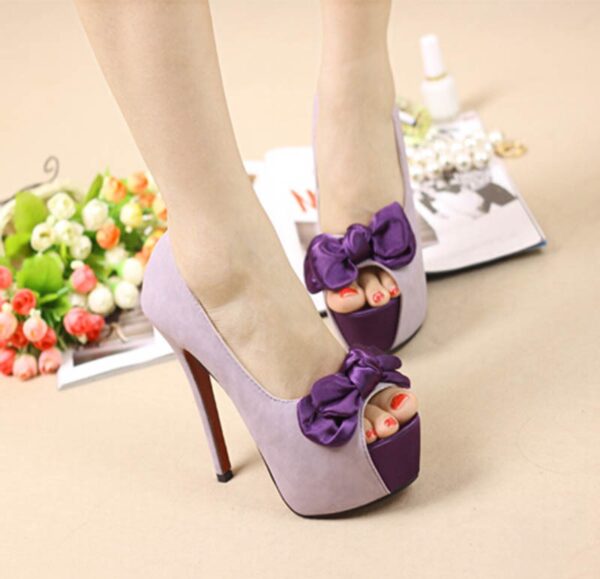 purple bow platform high women high heel shoes