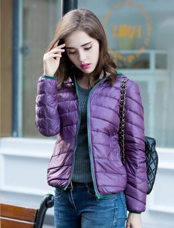 Reversible Puffer Hooded Winter Jacket 4 purple double sided women puffer jacket