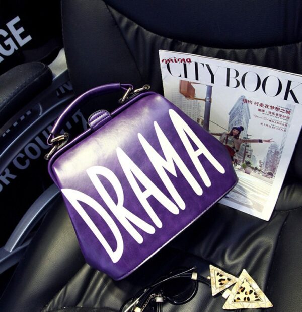purple dramatic leather bag