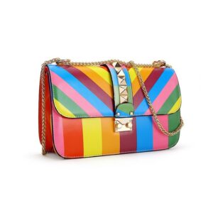 Studded Chain Detail Vegan Leather Clutch Bag