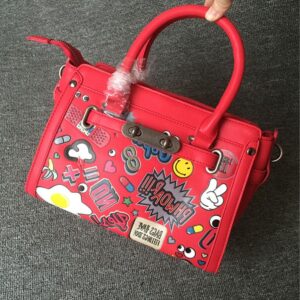 red colored cartoon women genuine leather sleeve bag