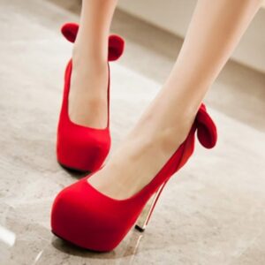 red suede bow platform shoes