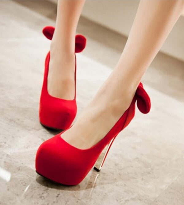 Glamorous Suede Bow Platform Heels 2 red suede bow platform shoes