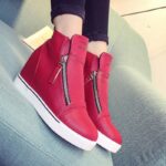 Black White Red Hidden Heel Zipper Sneakers