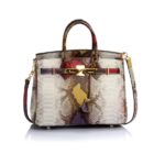 Vintage Genuine Leather Embossed Snake Print Bag