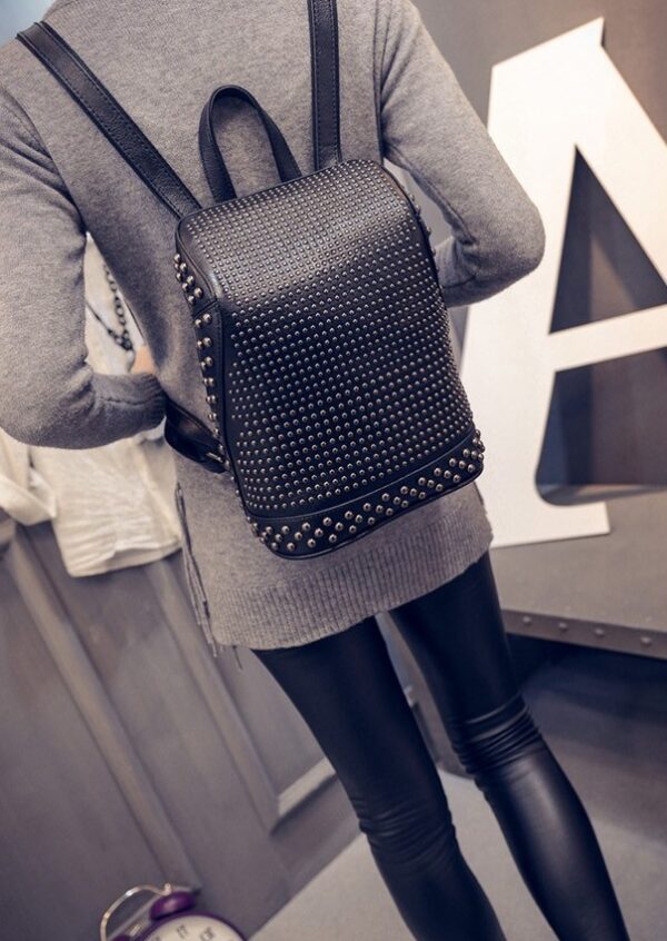retro studded rivet black backpack rucksack