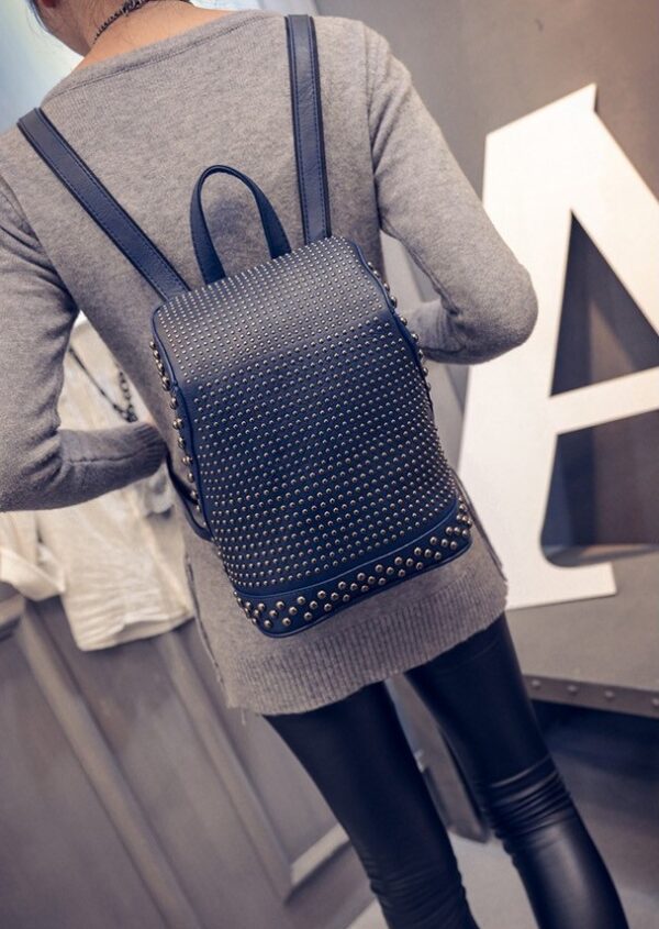 retro studded rivet navy backpack rucksack