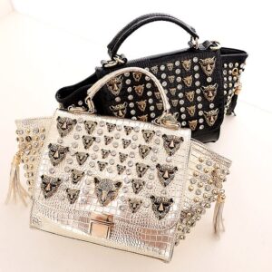 Luxury Crocodile Embossed Trapeze Bag