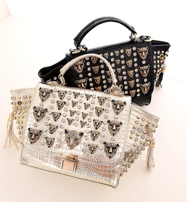 Luxury Crocodile Embossed Trapeze Bag 1 rhinestone crocodile skin trapeze bag