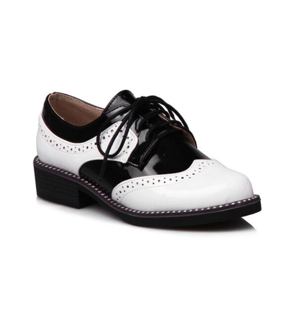 Sparkling Rhinestone Vegan Patent Leather Masculine Oxford Shoes 4 rhinestone detail lace up white black patent leather oxford