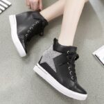 Sparkling Star Rhinestone Embellished Genuine Leather Sneakers
