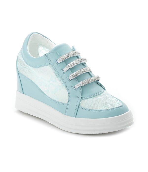 rhinestone lace turquoise leather women sport shoes