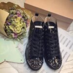 Stone Embellished Vegan Leather Sneakers
