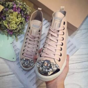 Stone Embellished Vegan Leather Sneakers