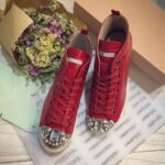 Stone Embellished Vegan Leather Sneakers