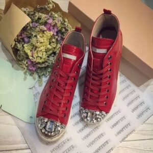 rhinestone leather red sneaker