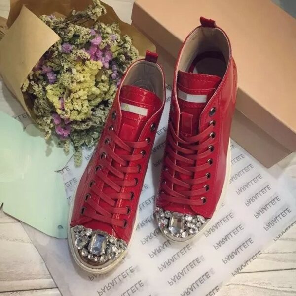 rhinestone leather red sneaker