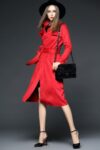 Oversized Trench Coat in Gray and Red