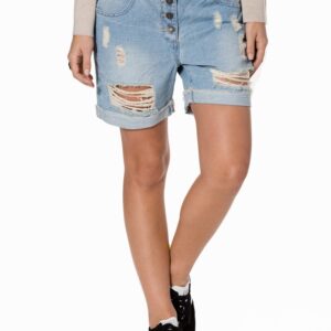 Distressed Ripped Ice Blue Denim Shorts
