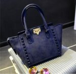 Studded Trapeze Vegan Leather Tote Bag