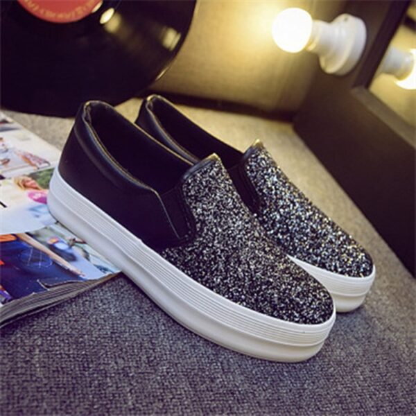 sequined women black sneaker shoes