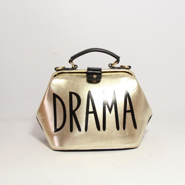 shiny leather gold color sleeve hand bag