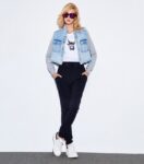 Ice Blue Cropped Wide-Waist Denim Jacket