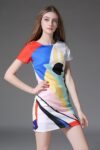 Colorful Geometric Print Summer Mini Dress