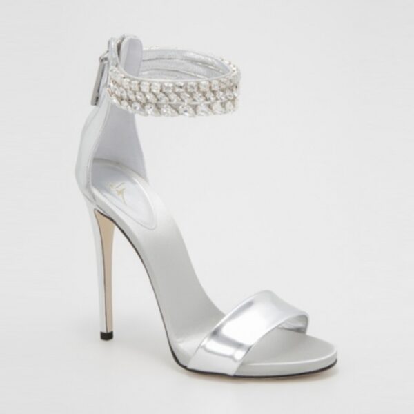 silver color high women high heel rhinestone sandals