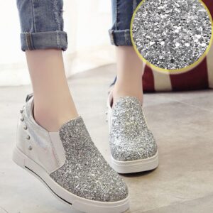 Sparkly Glitter Studded Hidden Heel Sneakers